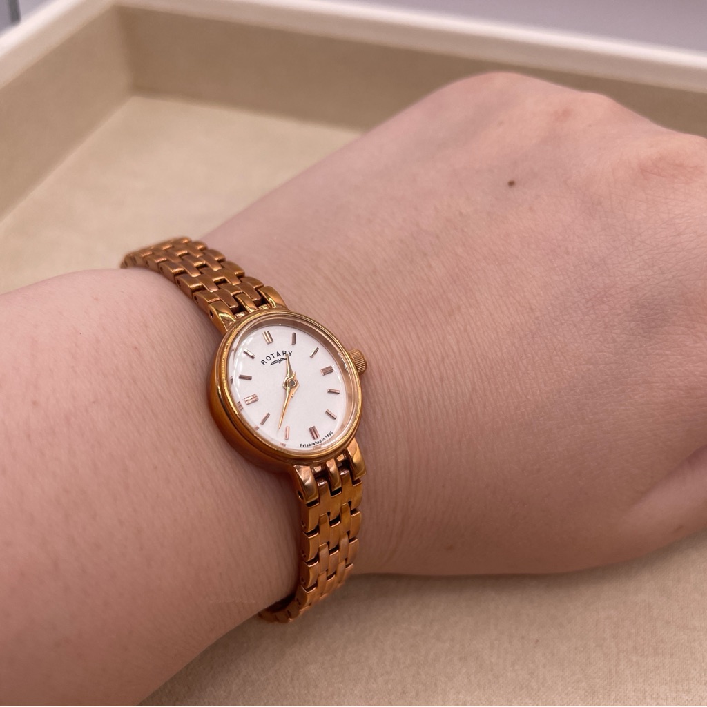 Rotary Rose Gold Watch With White Dial